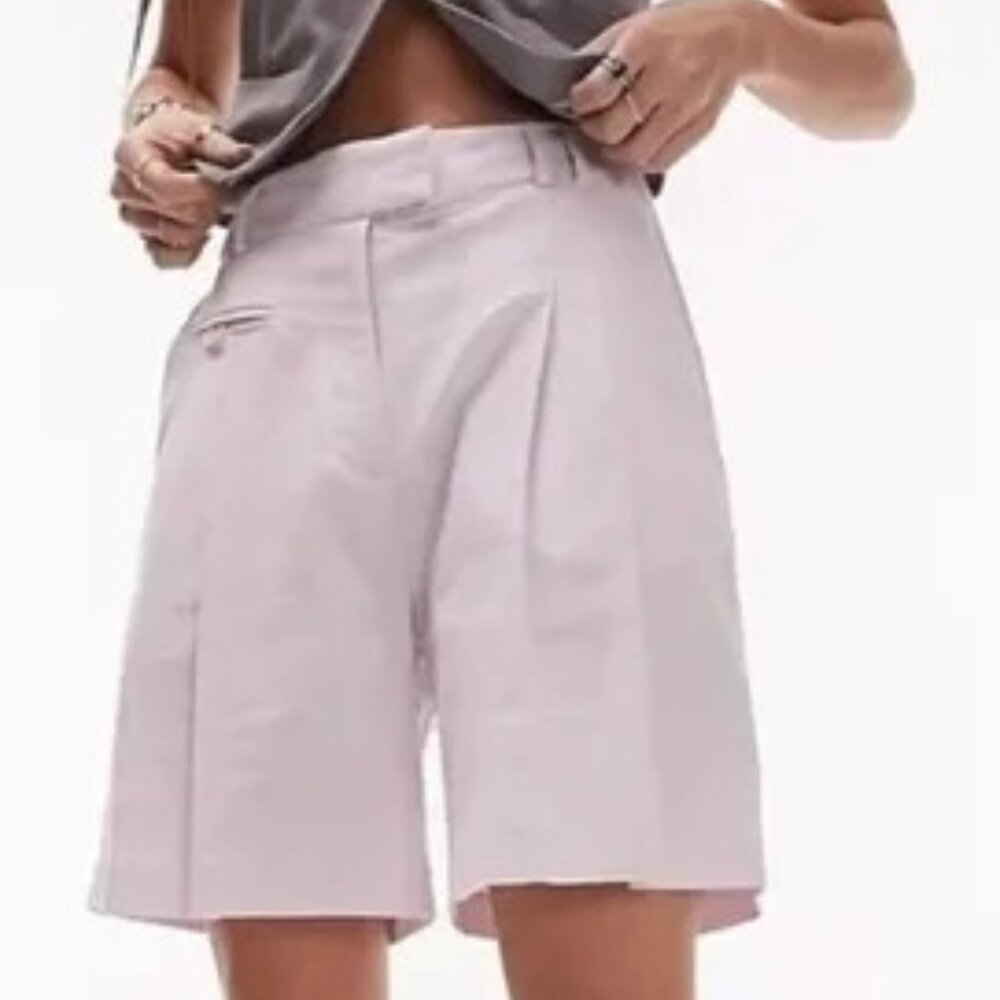 TopShop Lilac Linen-Blend Longline Shorts SZ 8‎ NWT
